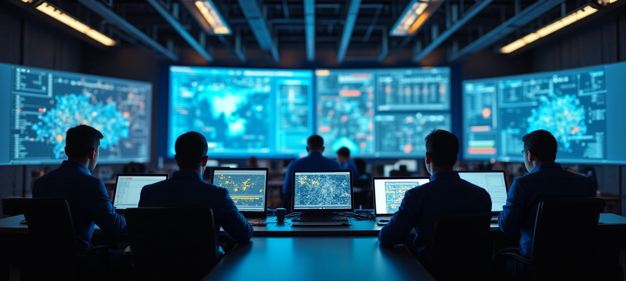 Modern logistics dispatch center with professional controllers